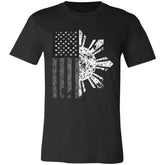 Filipino Sun with American Flag BW Unisex Jersey T-Shirt