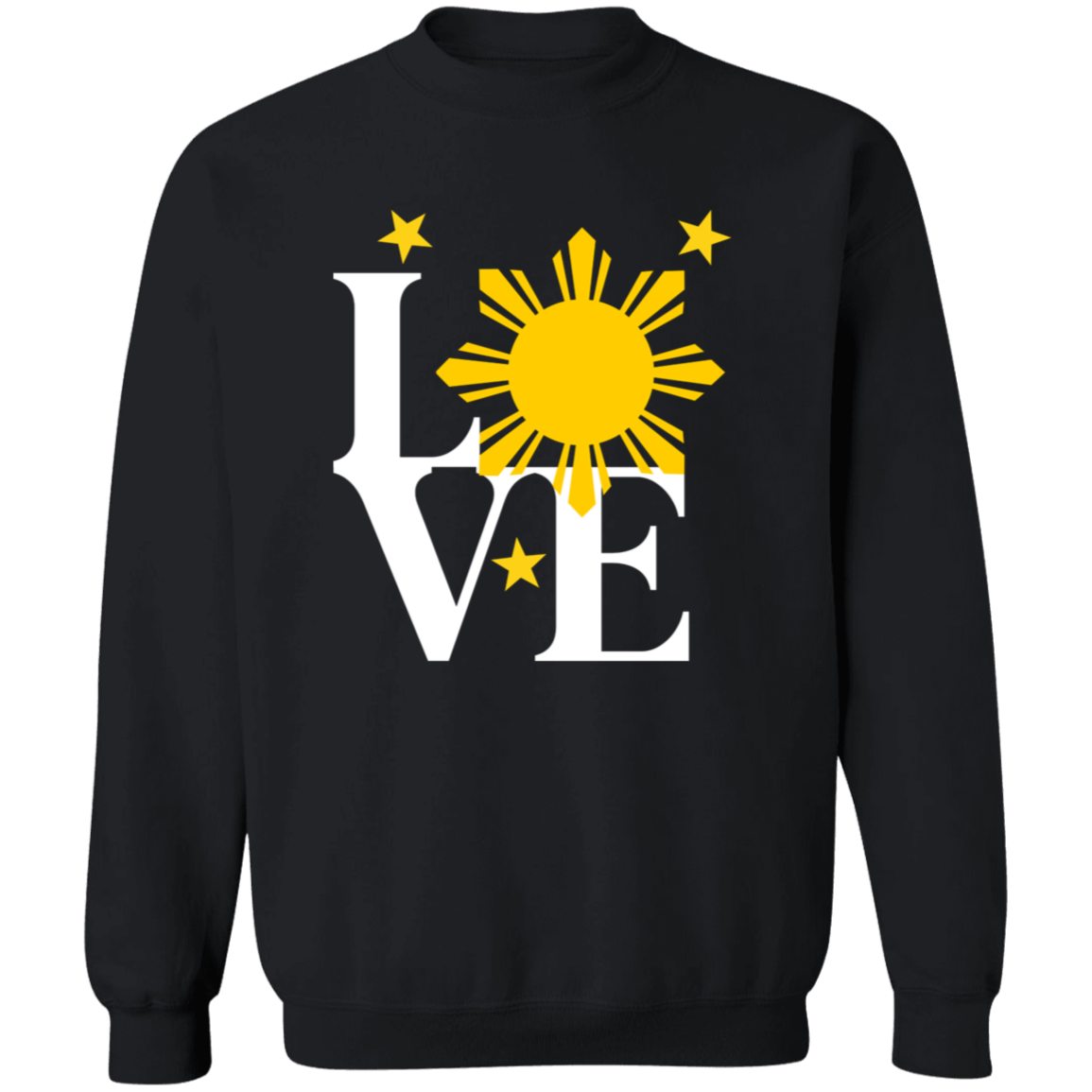 Love with Yellow Sun and Stars Unisex Crewneck Pullover Sweatshirt