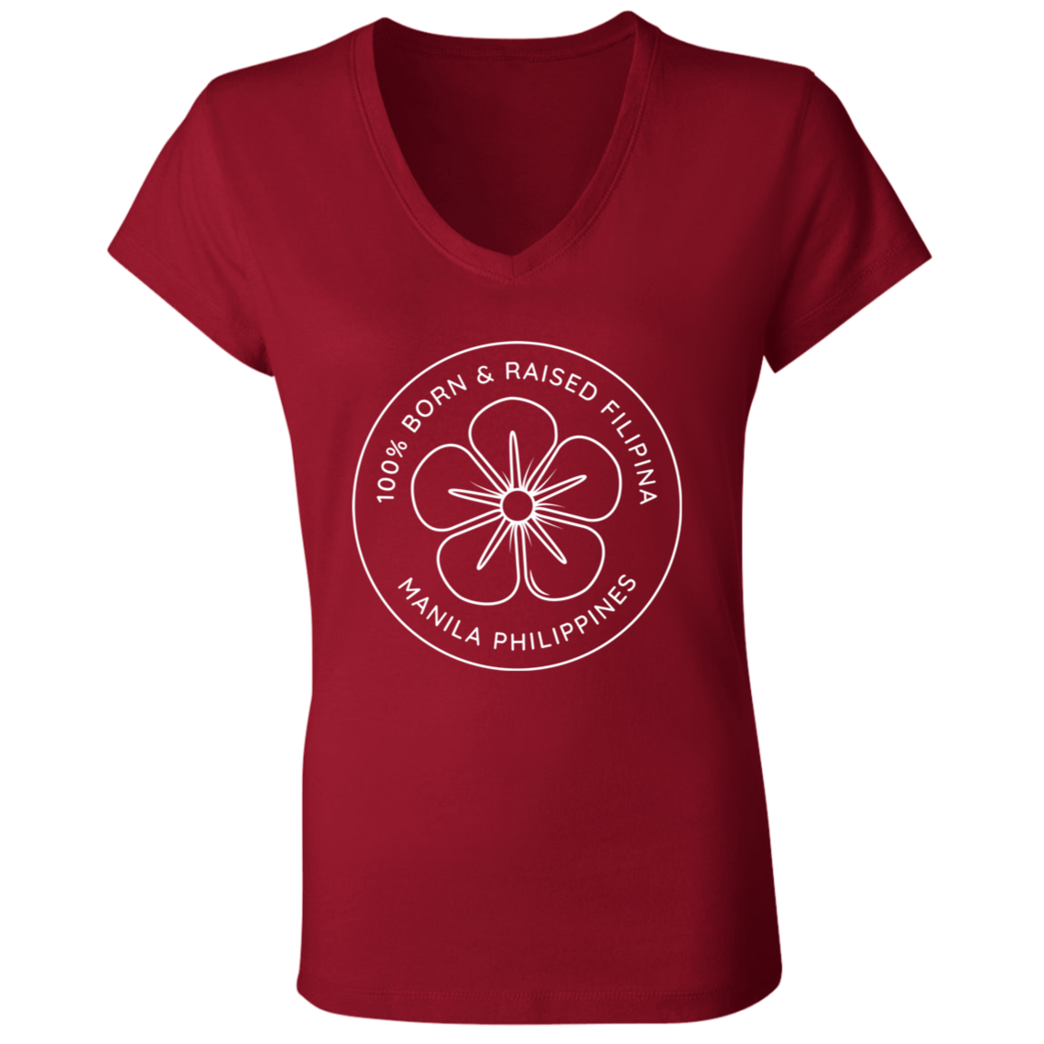 Filipina Flower Ladies' Jersey V-Neck T-Shirt