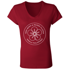 Filipina Flower Ladies' Jersey V-Neck T-Shirt