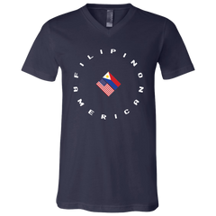 Filpino American in Circle Flags Unisex Jersey V-Neck T-Shirt