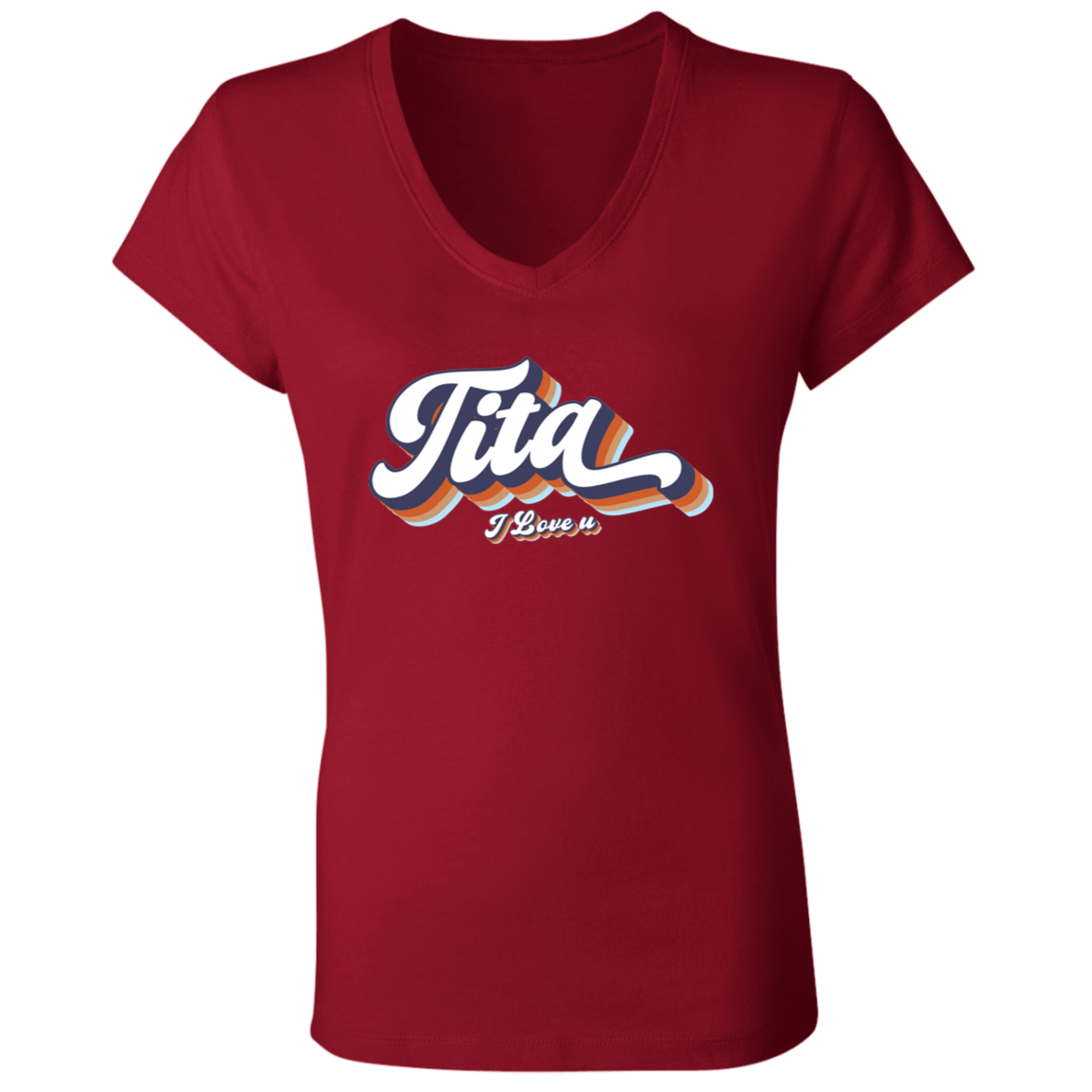 Tita I Love U Ladies Jersey V-Neck T-Shirt