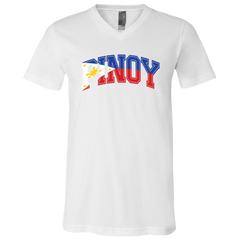 Pinoy with Flag Embedded Unisex Jersey V-Neck T-Shirt