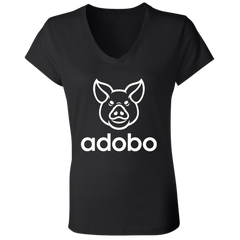 Adobo Pig Head Ladies Jersey V-Neck T-Shirt