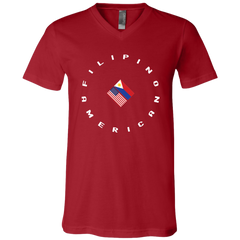 Filpino American in Circle Flags Unisex Jersey V-Neck T-Shirt