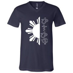 Filipino in Baybayin Script Half Sun Unisex Jersey V-Neck T-Shirt