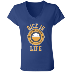 RIce is Life Ladies Jersey V-Neck T-Shirt