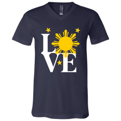 Love with Yellow Sun and Stars Unisex Jersey V-Neck T-Shirt