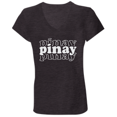Pinay Triple Ladies' Jersey V-Neck T-Shirt
