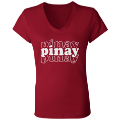 Pinay Triple Ladies' Jersey V-Neck T-Shirt
