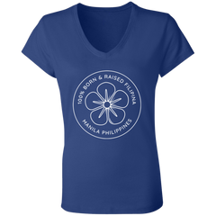 Filipina Flower Ladies' Jersey V-Neck T-Shirt