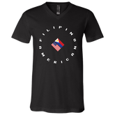 Filpino American in Circle Flags Unisex Jersey V-Neck T-Shirt