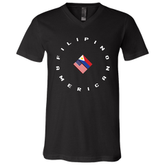 Filpino American in Circle Flags Unisex Jersey V-Neck T-Shirt