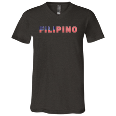 Filipino with US Flag Embedded Unisex Jersey V-Neck T-Shirt