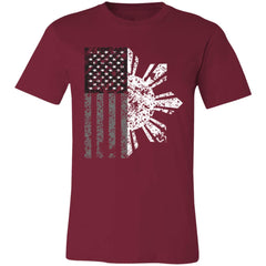 Filipino Sun with American Flag BW Unisex Jersey T-Shirt