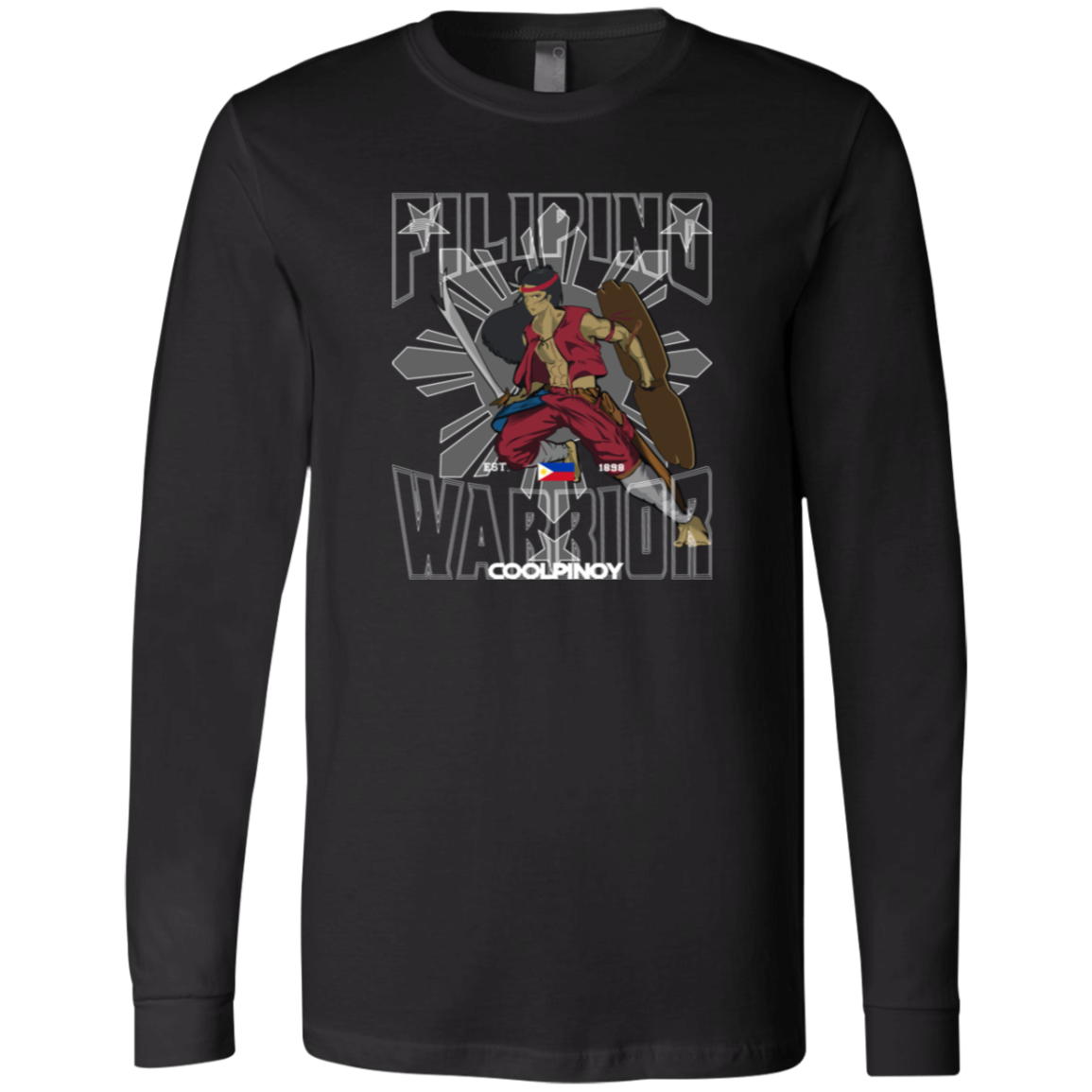 Filipino Warrior Grey Sun and Stars Unisex Jersey Long Sleeve T-Shirt
