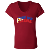 Pinay with Flag Embedded Ladies' Jersey V-Neck T-Shirt