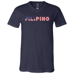 Filipino with US Flag Embedded Unisex Jersey V-Neck T-Shirt