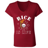 RIce is Life Seeds Ladies Jersey V-Neck T-Shirt