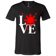 Love with Red Sun and Stars Unisex Jersey V-Neck T-Shirt