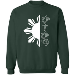 Filipino in Baybayin Script Half Sun Unisex Crewneck Pullover Sweatshirt