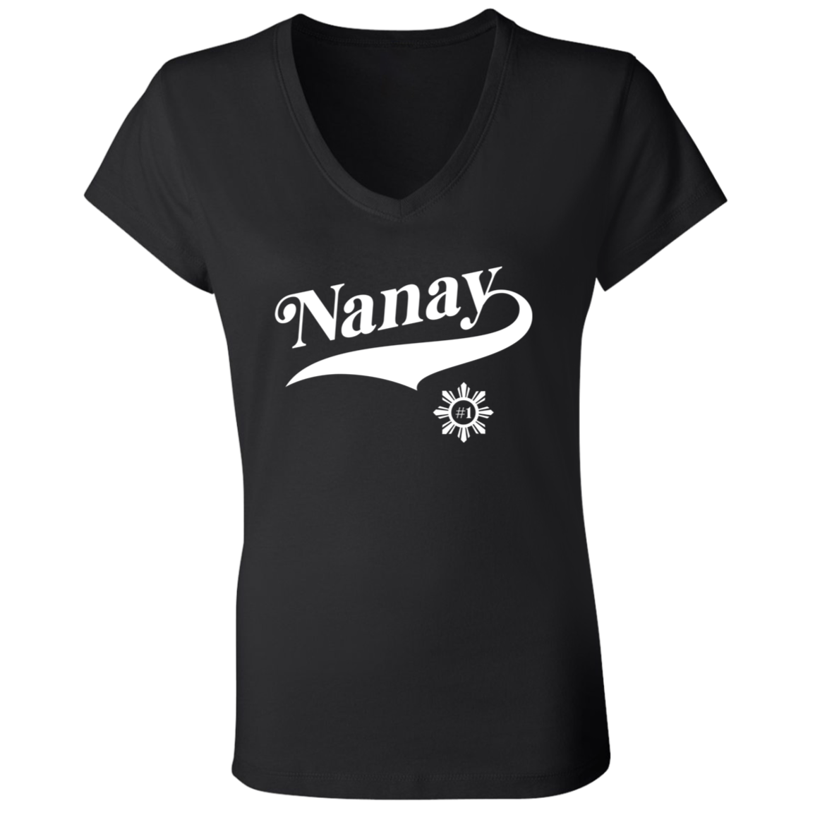 Number One Nanay Ladies Jersey V-Neck T-Shirt