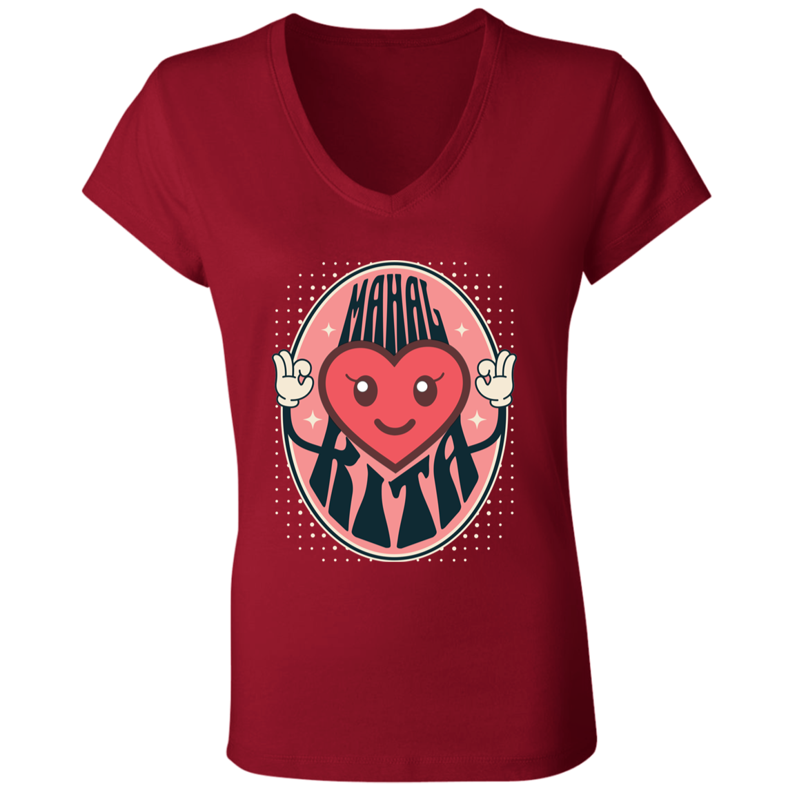 Mahal Kita Emoji Ladies Jersey V-Neck T-Shirt
