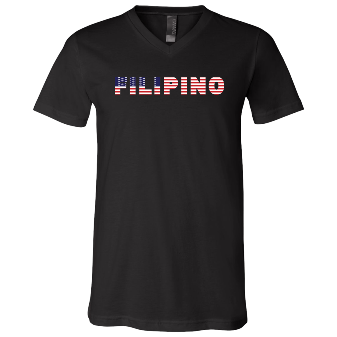 Filipino with US Flag Embedded Unisex Jersey V-Neck T-Shirt