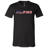 Filipino with US Flag Embedded Unisex Jersey V-Neck T-Shirt
