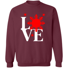Love with Red Sun and Stars Unisex Crewneck Pullover Sweatshirt