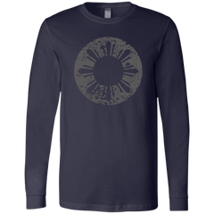 Sun and Stars in Circle Distressed Unisex Jersey Long Sleeve T-Shirt