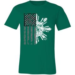 Filipino Sun with American Flag BW Unisex Jersey T-Shirt