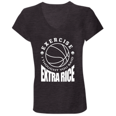 Exercise I Thought You Said Extra Rice Basketball Ladies Jersey V-Neck T-Shirt