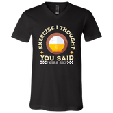Exercise I Thought You Said Extra Rice Yellow Unisex Jersey V-Neck T-Shirt