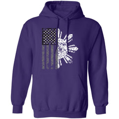Filipino Sun with American Flag BW Unisex Pullover Hoodie