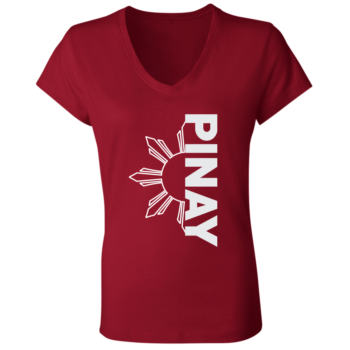 Pinay in Vertical Half Sun Ladies' Jersey V-Neck T-Shirt