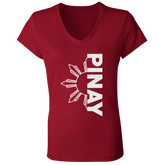 Pinay in Vertical Half Sun Ladies' Jersey V-Neck T-Shirt