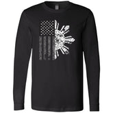 Filipino Sun with American Flag BW Unisex Jersey Long Sleeve T-Shirt