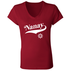 Number One Nanay Ladies Jersey V-Neck T-Shirt