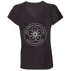 Filipina Flower Ladies' Jersey V-Neck T-Shirt