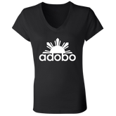 Adobo Half Sun Ladies Jersey V-Neck T-Shirt