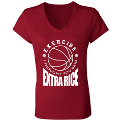 Exercise I Thought You Said Extra Rice Basketball Ladies Jersey V-Neck T-Shirt