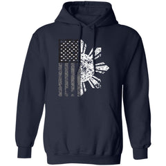 Filipino Sun with American Flag BW Unisex Pullover Hoodie