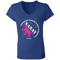 Matalino Mapagmahal Nanay Ladies Jersey V-Neck T-Shirt