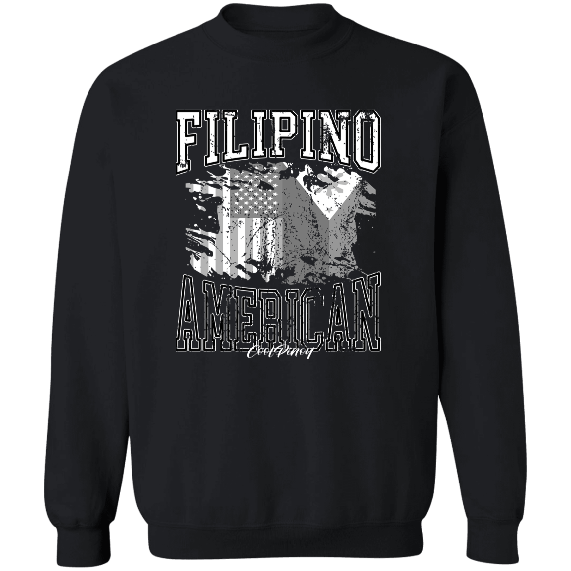 Filipino American Flags Distressed Unisex Crewneck Pullover Sweatshirt