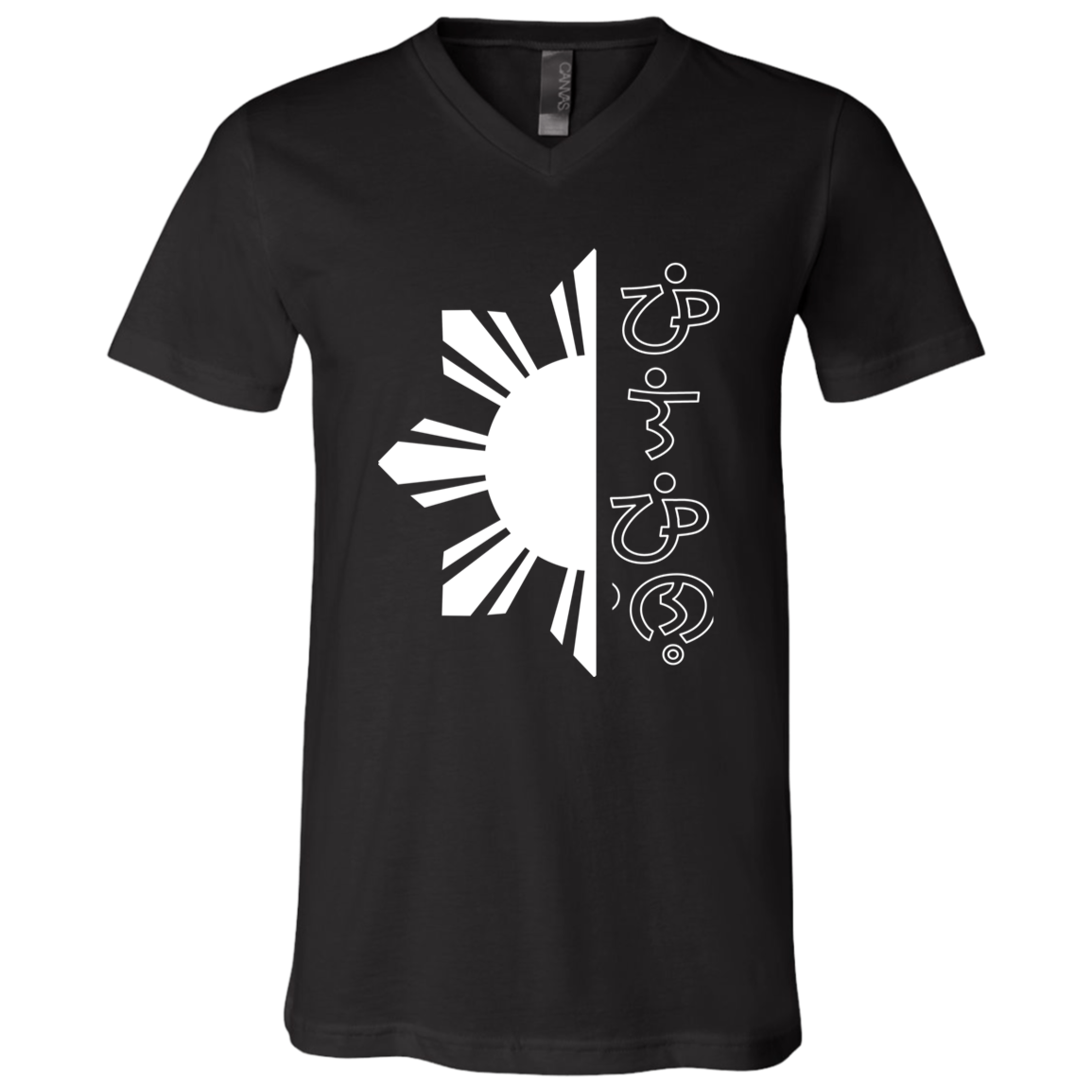 Filipino in Baybayin Script Half Sun Unisex Jersey V-Neck T-Shirt