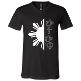 Filipino in Baybayin Script Half Sun Unisex Jersey V-Neck T-Shirt