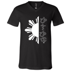 Filipino in Baybayin Script Half Sun Unisex Jersey V-Neck T-Shirt