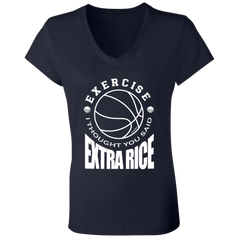 Exercise I Thought You Said Extra Rice Basketball Ladies Jersey V-Neck T-Shirt