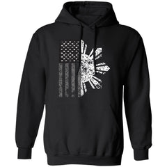 Filipino Sun with American Flag BW Unisex Pullover Hoodie